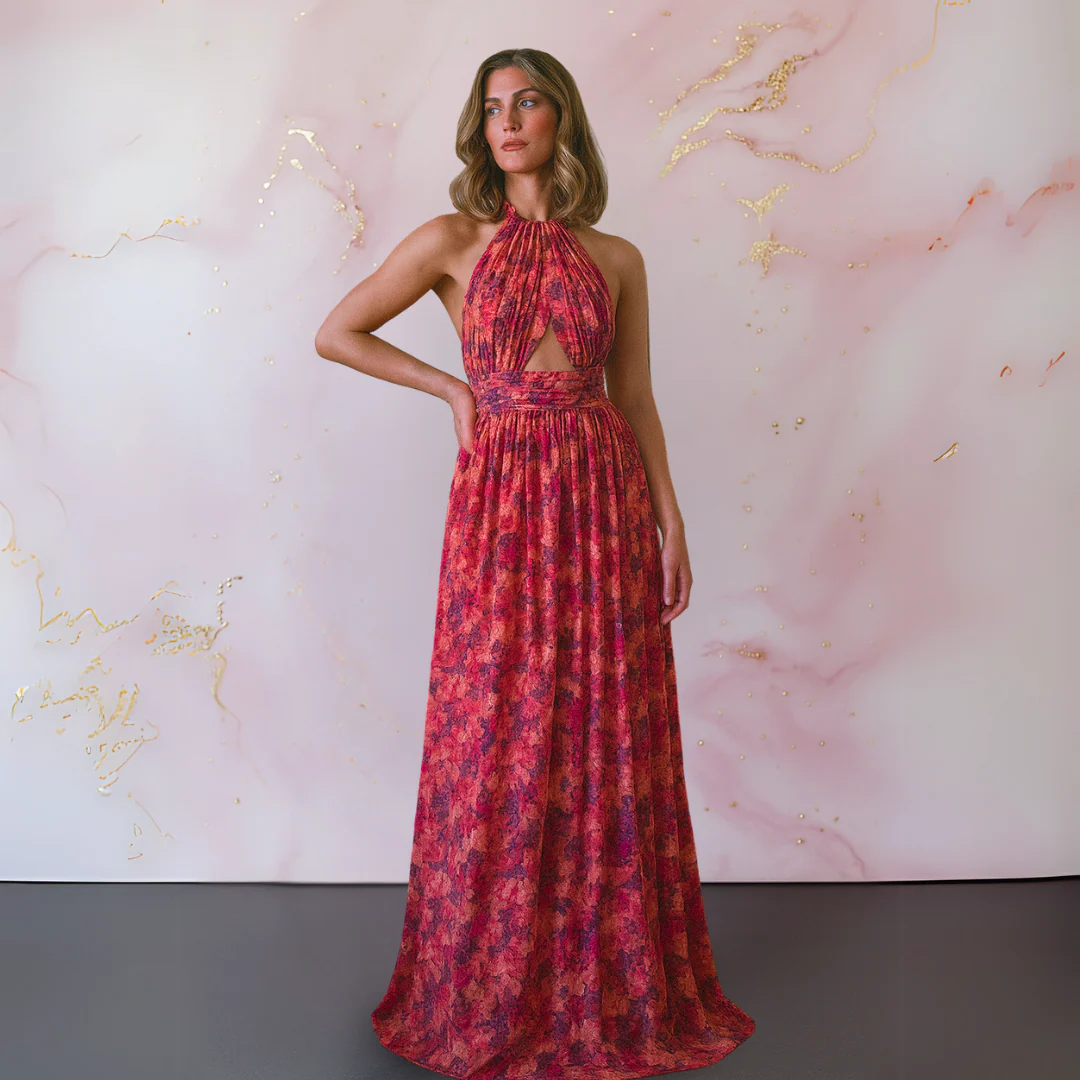 Vestido Largo Halter con Abertura