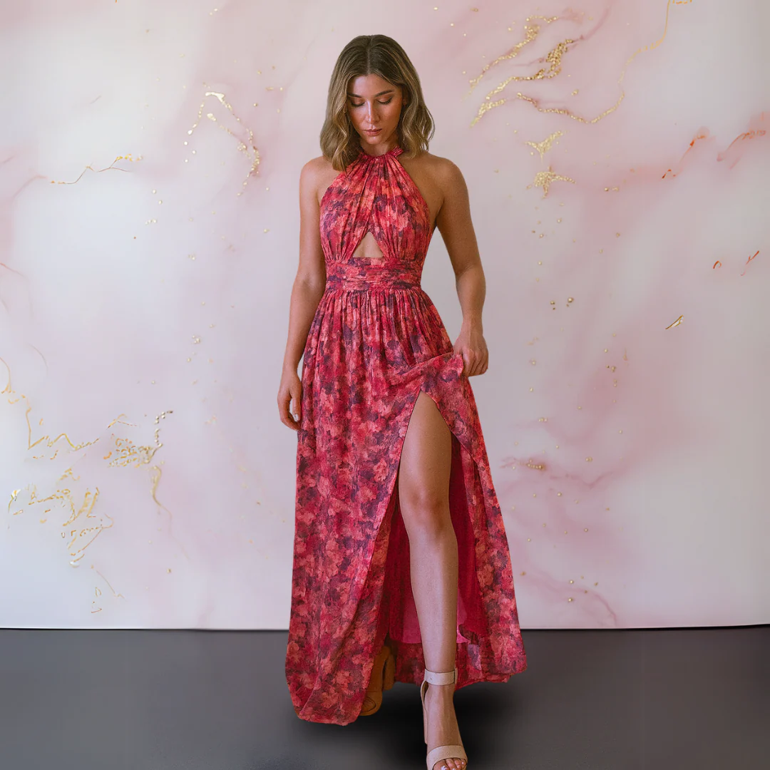 Vestido Largo Halter con Abertura