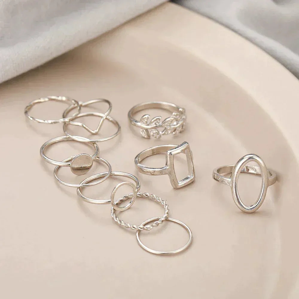 Essenzo Silver Eternity – Pack de 11 Anillos Atemporales en Plata