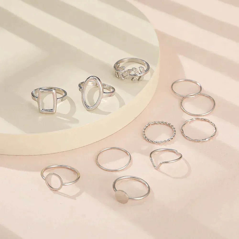 Essenzo Silver Eternity – Pack de 11 Anillos Atemporales en Plata