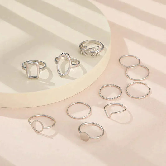 Essenzo Silver Eternity – Pack de 11 Anillos Atemporales en Plata