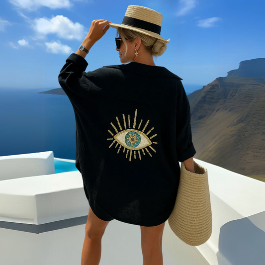Essenzo Boho Breeze – Camisa Oversize Bordada