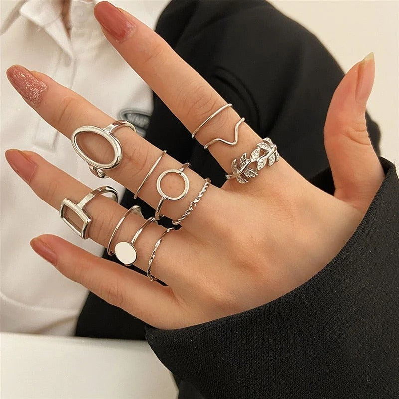 Essenzo Silver Eternity – Pack de 11 Anillos Atemporales en Plata
