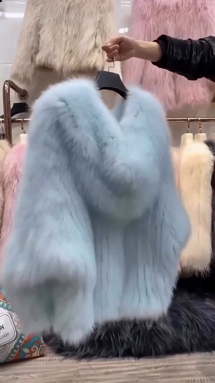 Chaqueta de Piel Sintética Azul Claro