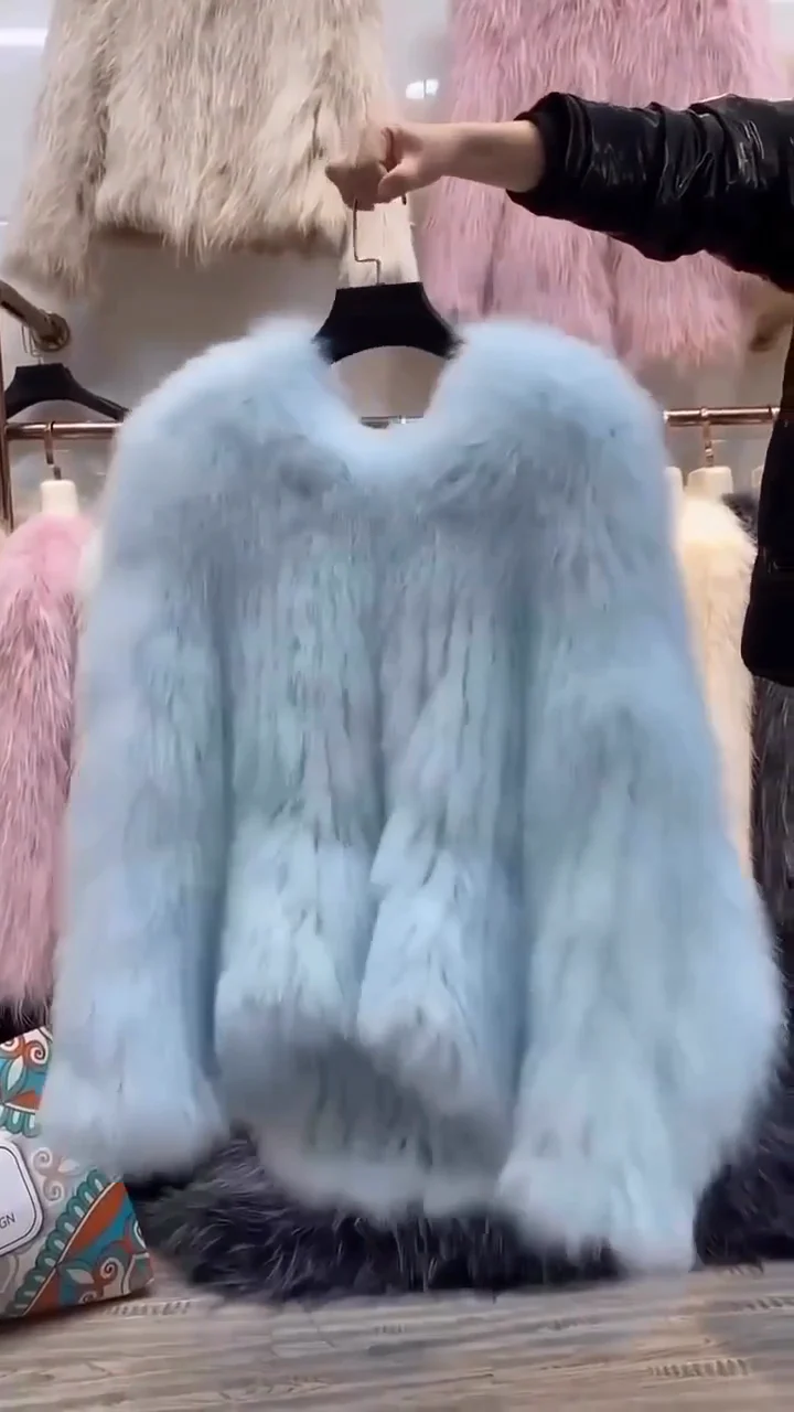 Chaqueta de Piel Sintética Azul Claro