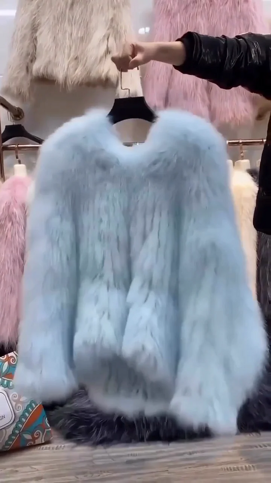 Chaqueta de Piel Sintética Azul Claro