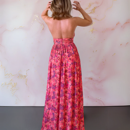 Vestido Largo Halter con Abertura