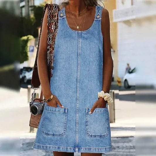 Vestido Denim con Bolsillos – Estilo Casual Chic