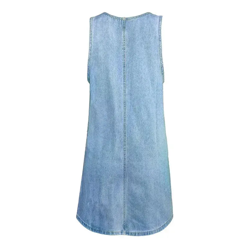 Vestido Denim con Bolsillos – Estilo Casual Chic